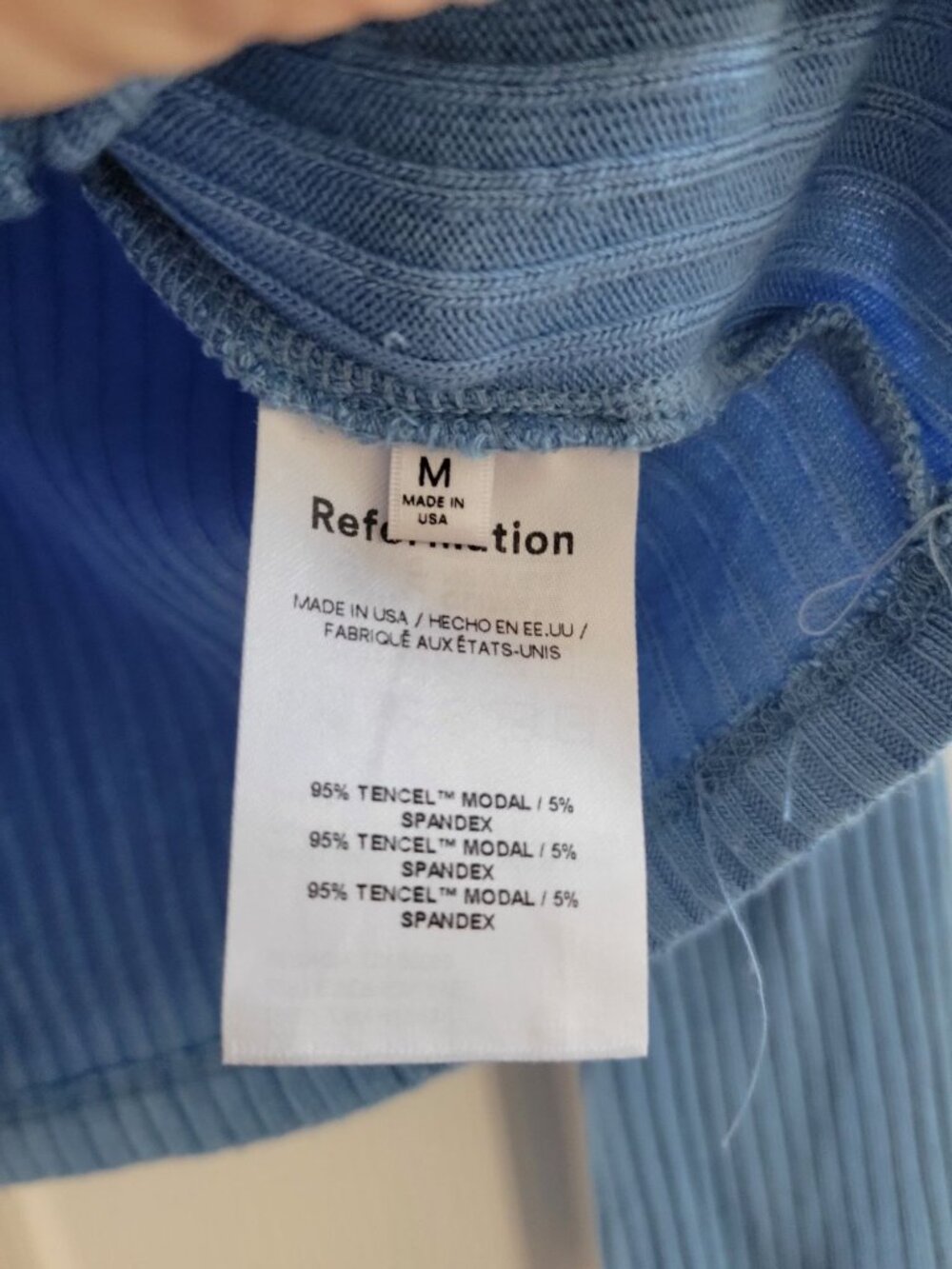 Reformation Pastel Blue Gellar Sweater size Medium Tencel V neck Feminine - Picture 7 of 10